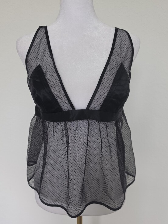 Victoria's Secret Other - Y2K Victoria's Secret 100% Silk Sheer Mesh Babydoll Cami Black L